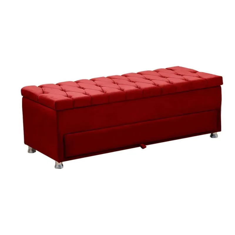 Calçadeira Sapateira Baú Munique Veludo 160cm De Largura Star Confort Vermelho - Não Disponível