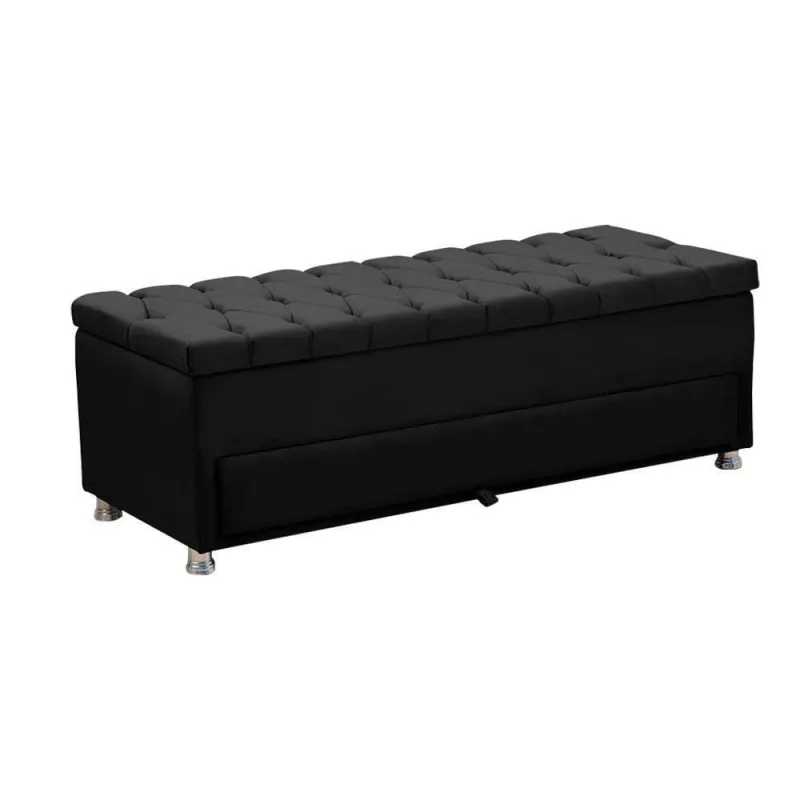 Calçadeira Sapateira Baú Munique Veludo 195cm De Largura Star Confort Preto - Não Disponível