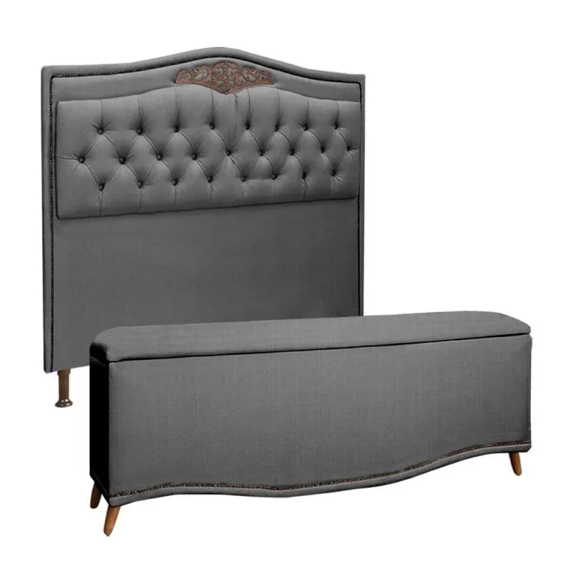 Cabeceira E Calçadeira Holanda 90cm Shop Das Cabeceiras Trovão - Não Disponível