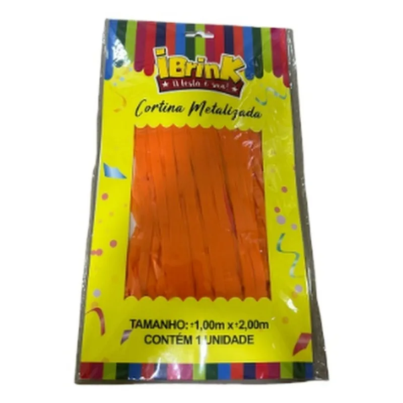 Cortina Metalizada Ibrink Laranja Macaron 1x2m (MP)