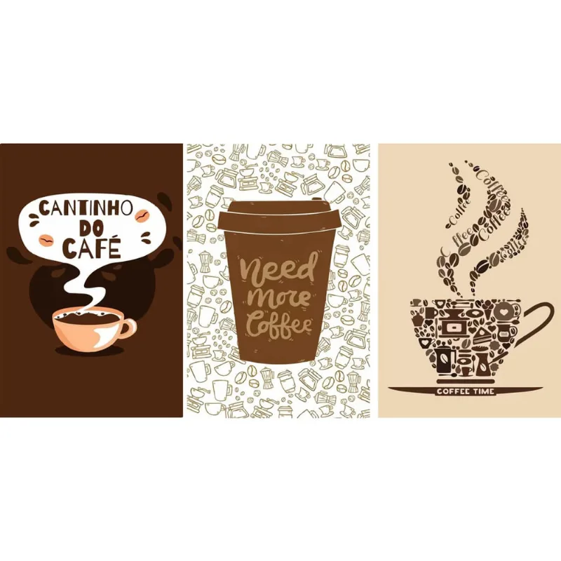 Kit Plaquinhas Decorativas Cantinho Do Café 20X30