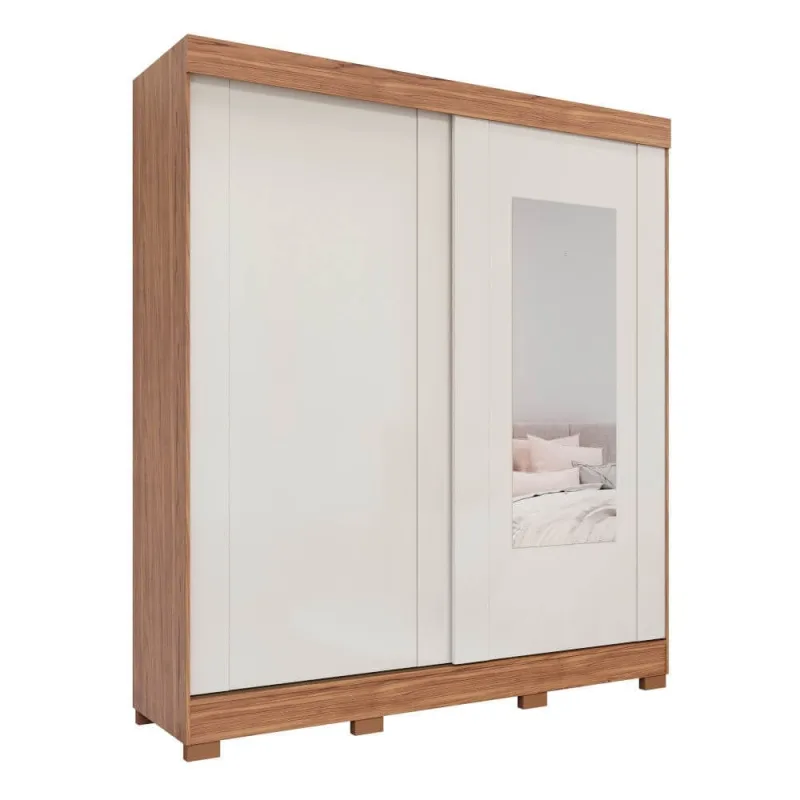 Guarda Roupa Ilhéus com Espelho 2 Portas 3 Gavetas Cinamomo Off White - Panan - Panan