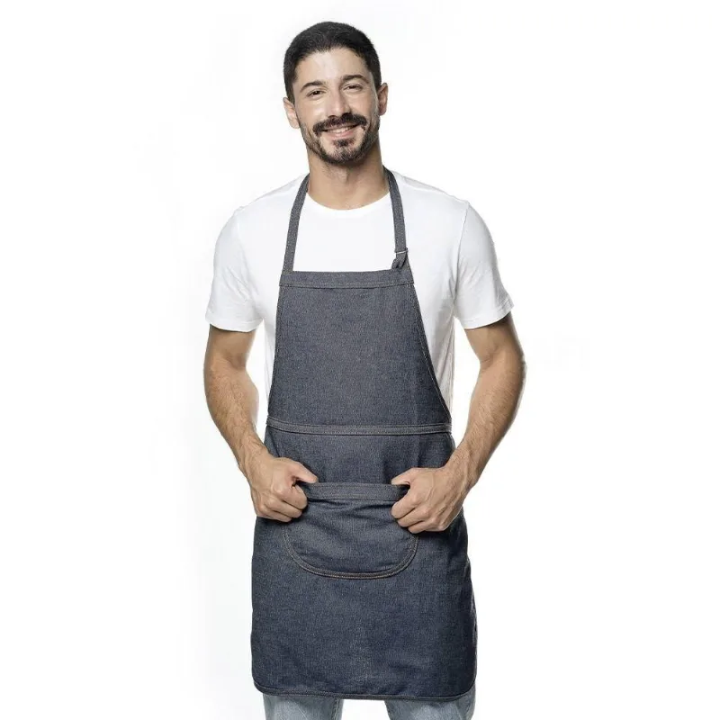 Avental Unisex em Jeans Cinza Algodão Feito no Brasil