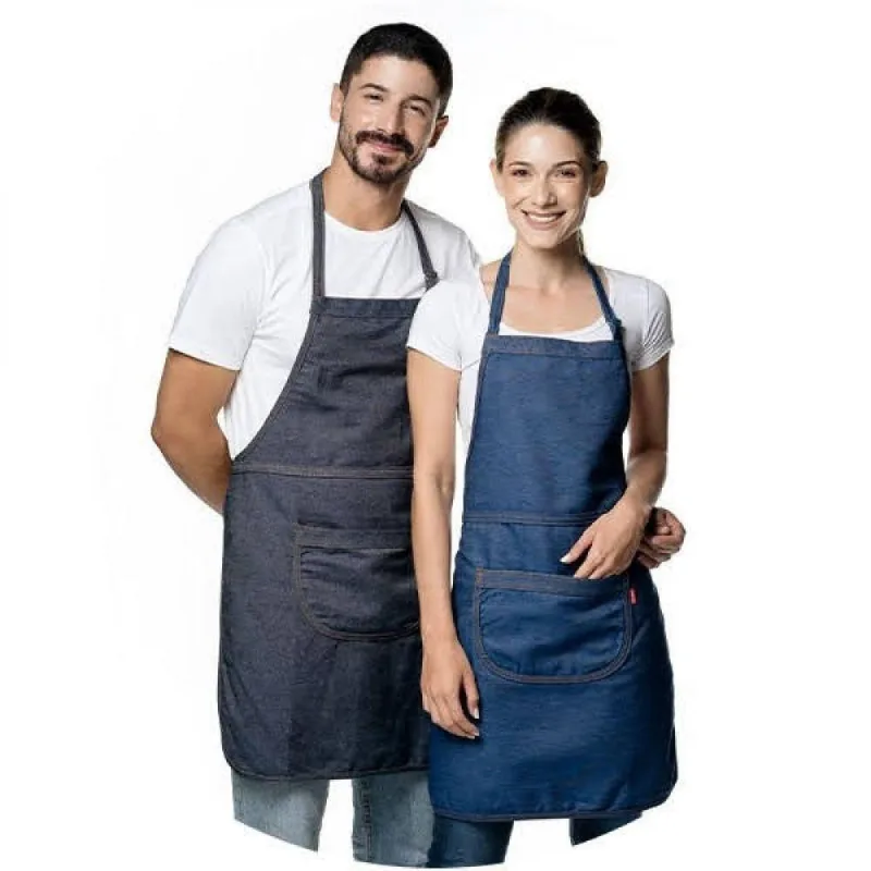 Avental Unisex Em Jeans Azul Algodão Feito No Brasil