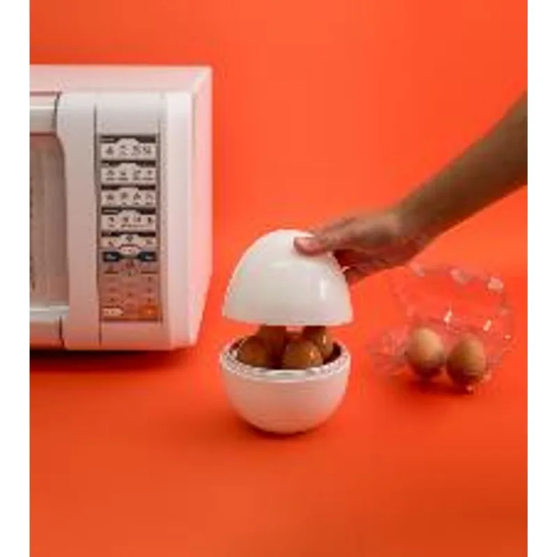 Recipiente para cozinhar ovos no microondas em plástico e alumínio branco Oikos