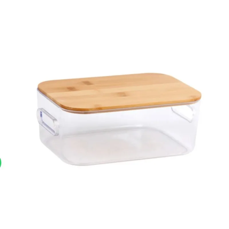 Caixa organizadora transparente com tampa be bambu 1,6L Oikos