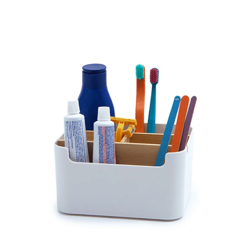 Organizador Horizontal Multiuso Com Divisorias De Bambu Oikos