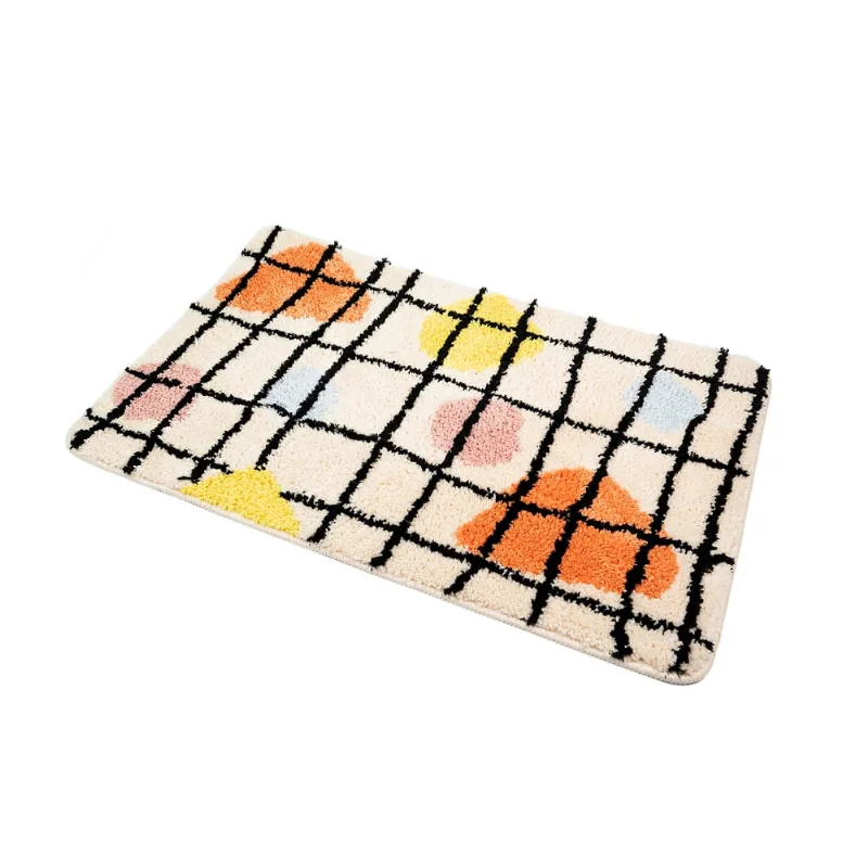 Tapete De Banheiro Antiderrapante De Microfibra Grid Oikos