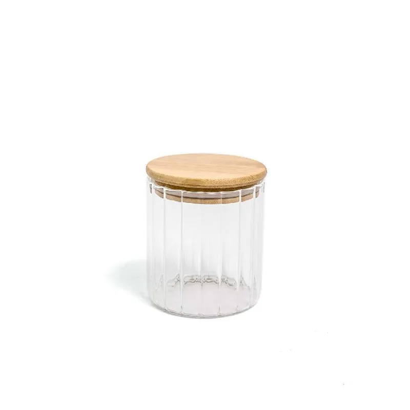 Pote de Vidro Canelado 500ml Bambu Oikos