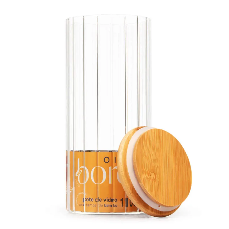 Pote de Vidro com Tampa Bambu Oikos 1,1L