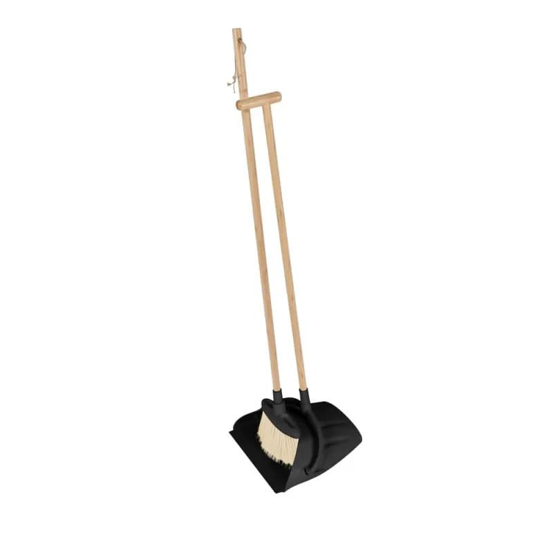 Kit Vassoura E Pá Com Cabo De Bambu 124Cm Preto Oikos - Oikos - Casa E Organização