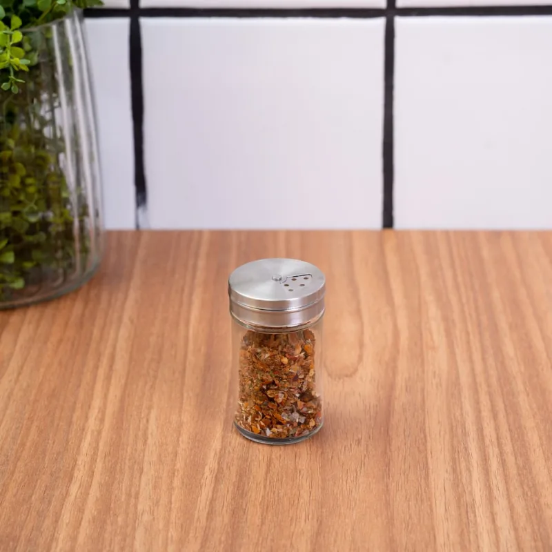 Porta Tempero de Vidro Com Tampa de Inox Giratória 90Ml Mozcada - Mozcada - Casa E Organização