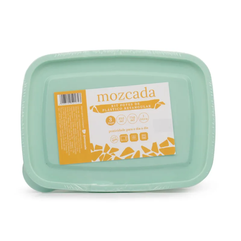 Kit Pote Plástico com 3 Unidades Mozcada