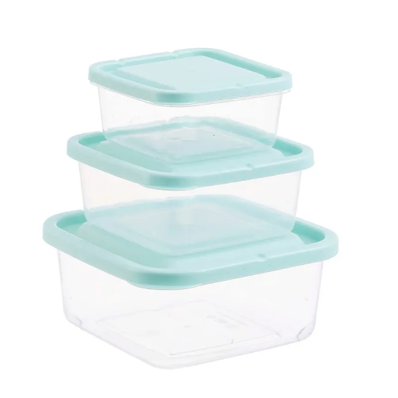 Kit Potes Plástico Quadrado 3 Peças Mozcada