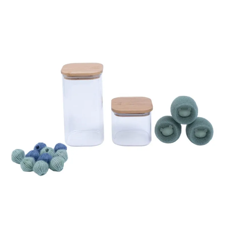 Kit Bolinha Tira Pelo E Potes De Vidro Com Tampa Bambu Oikos - Oikos - Brinquedos