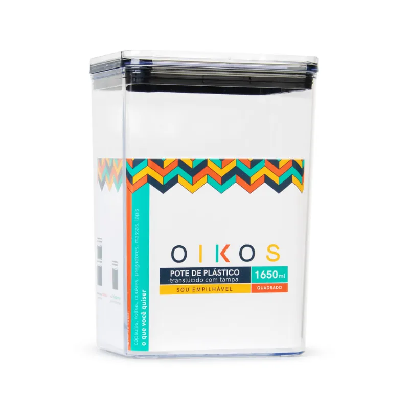 Pote em Acrílico Transparente Oikos 1,6L