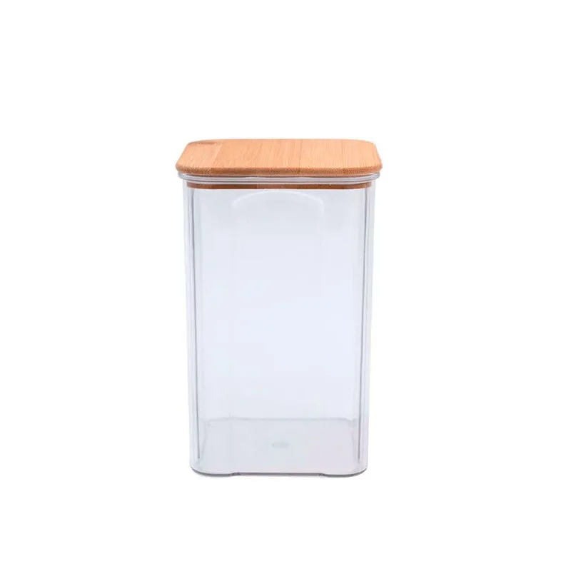Pote em Acrílico Quadrado Tampa Bambu Oikos 1,4L