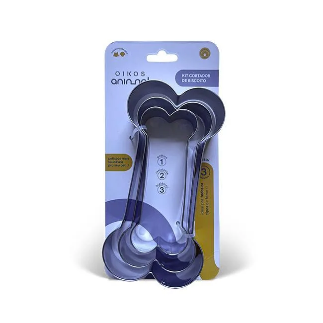 Kit X3 Cortadores Formato Osso Para Biscoitos, Bolachas Pet - Não Informado - Pet Care