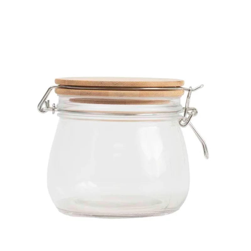 Pote de Vidro Tampa de Bambu Mozcada 450ml