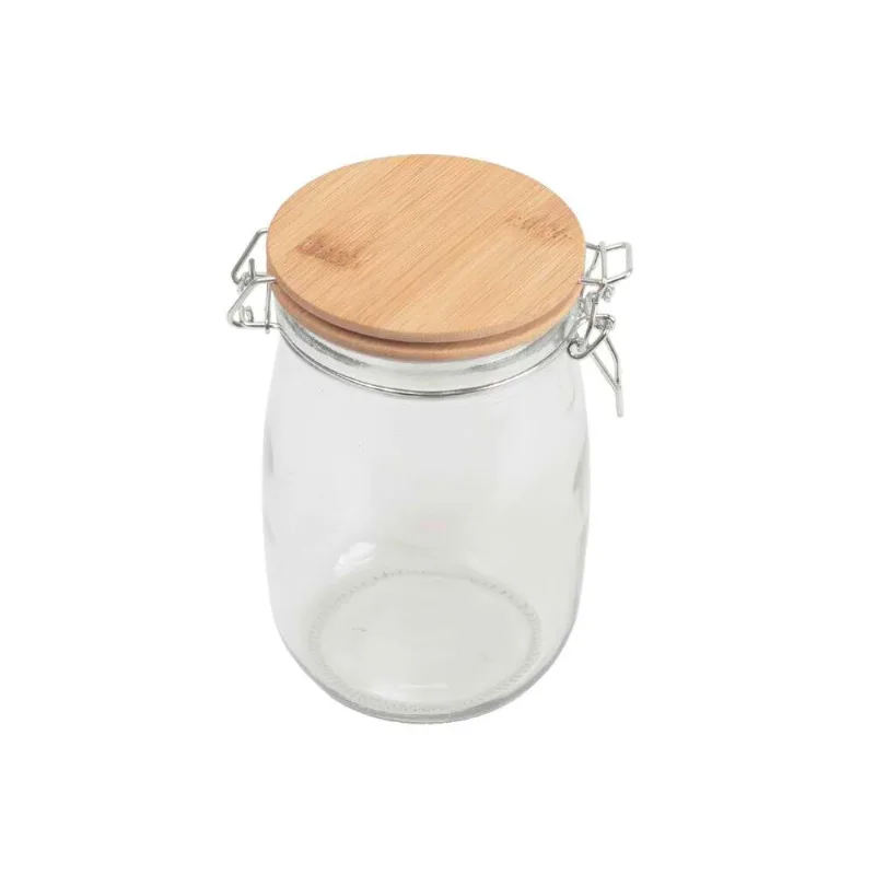 Pote de Vidro com Trava Tampa Bambu Mozcada 1L