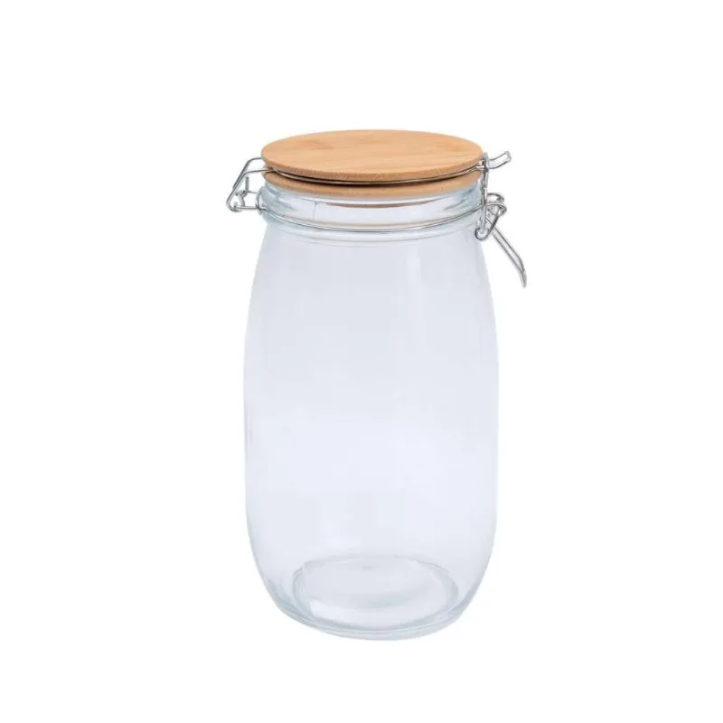 Pote de Vidro Trava e Tampa Bambu Oikos 1,5L