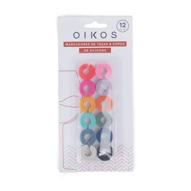 Kit 12 Marcadores Silicone para Taças Oikos
