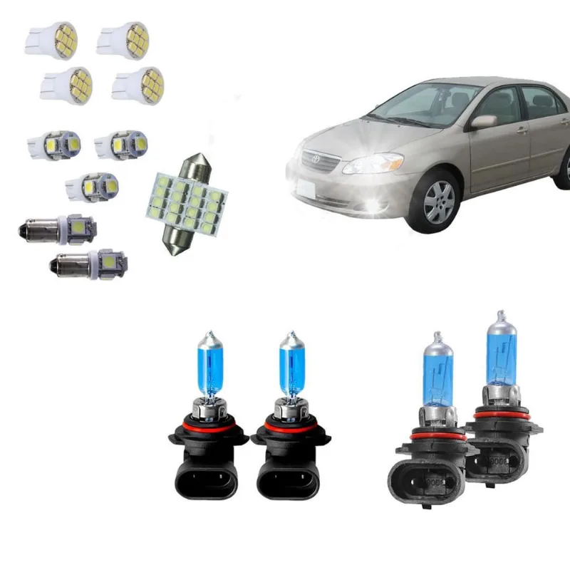 Kit Lâmpada Super Branca Farol + Leds Corolla 2003 á 2007