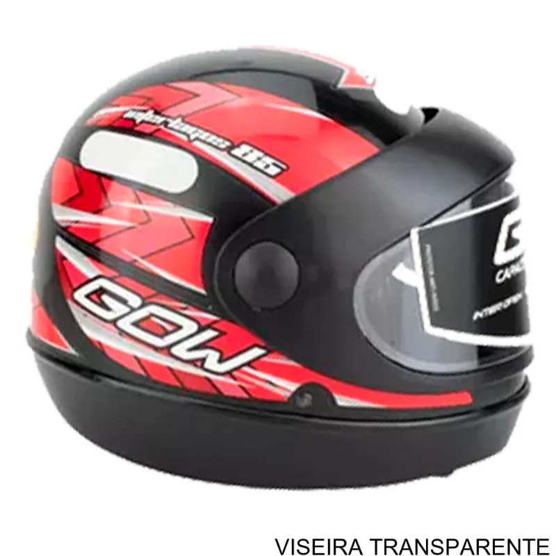 Capacete Gow Interlagos Preto E Vermelho 56 (MP) - Gow