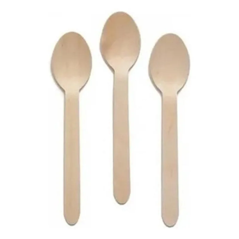 Colher De Madeira Descartável Hiperfesta 9,5cm - 50 Unidades