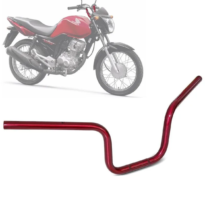Guidão Esportivo Moto Honda Titan Fan Start 99 a 19 D-Brake Similar Original Vermelho em Aço Carbono