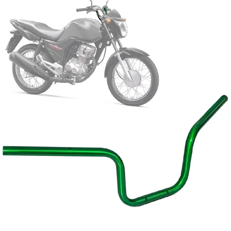 Guidão Esportivo Moto Honda Titan Fan Start 99 a 19 D-Brake Similar Original Verde em Aço Carbono