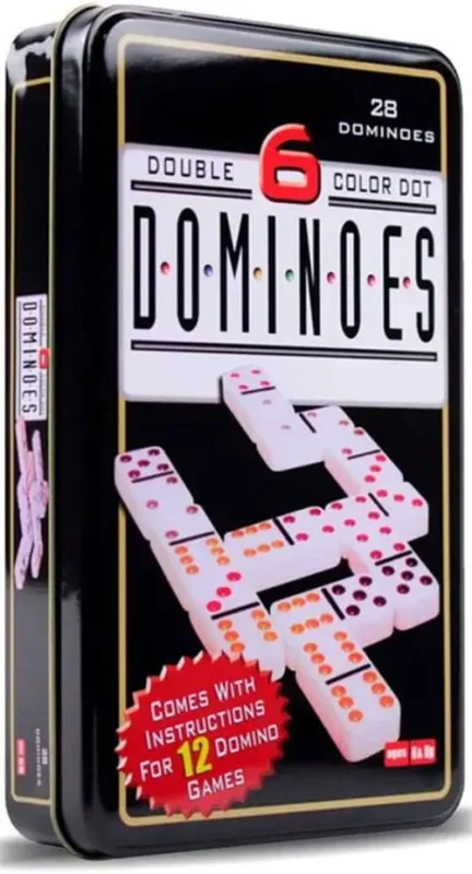 Jogo De Dominó 28pcs 10mm Lata Preto E Branco - LC - Presentes