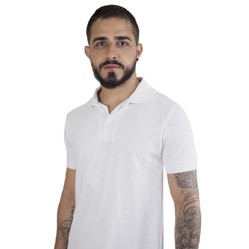 Camisa Polo Masculina 100% Algodão Piquet Tradicional Meio