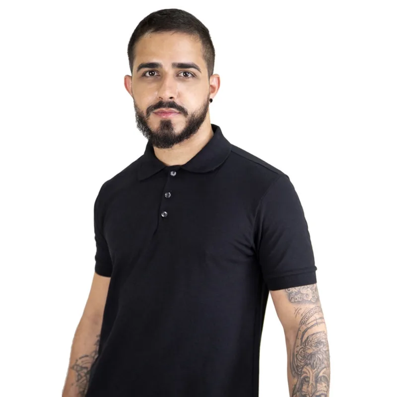 Camisa Polo Masculina 100% Algodão Piquet Tradicional Meio
