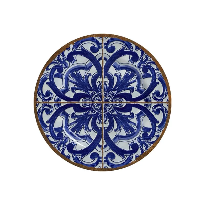 Prato de Sobremesa Alleanza Cerâmica Coimbra Decorado 19.5cm - Alleanza - Utilidades E Casa