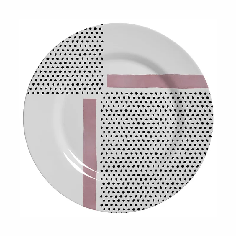 Prato Raso Alleanza Geométrica Redondo Branco 28,5cm UNICA - Alleanza