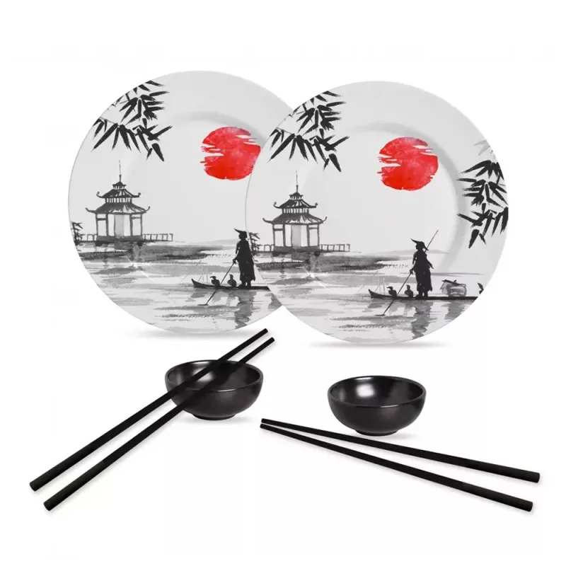 Kit Japanese Alleanza Cerâmica Collection com Molheira 6 Peças - Alleanza
