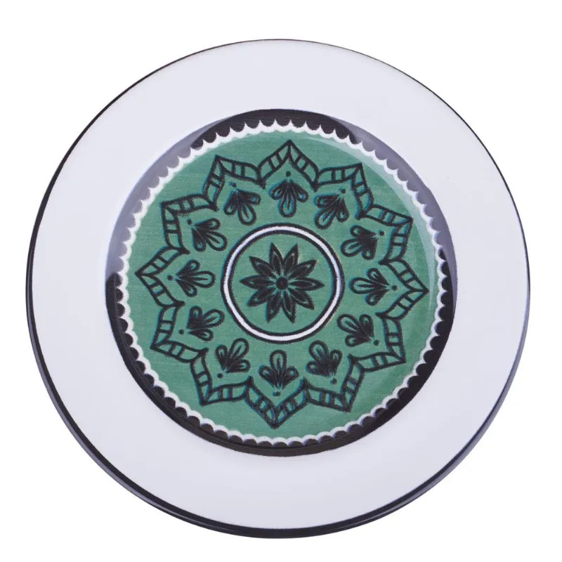 Prato Sobremesa de Cerâmica 19.5cm Mandala Cazza