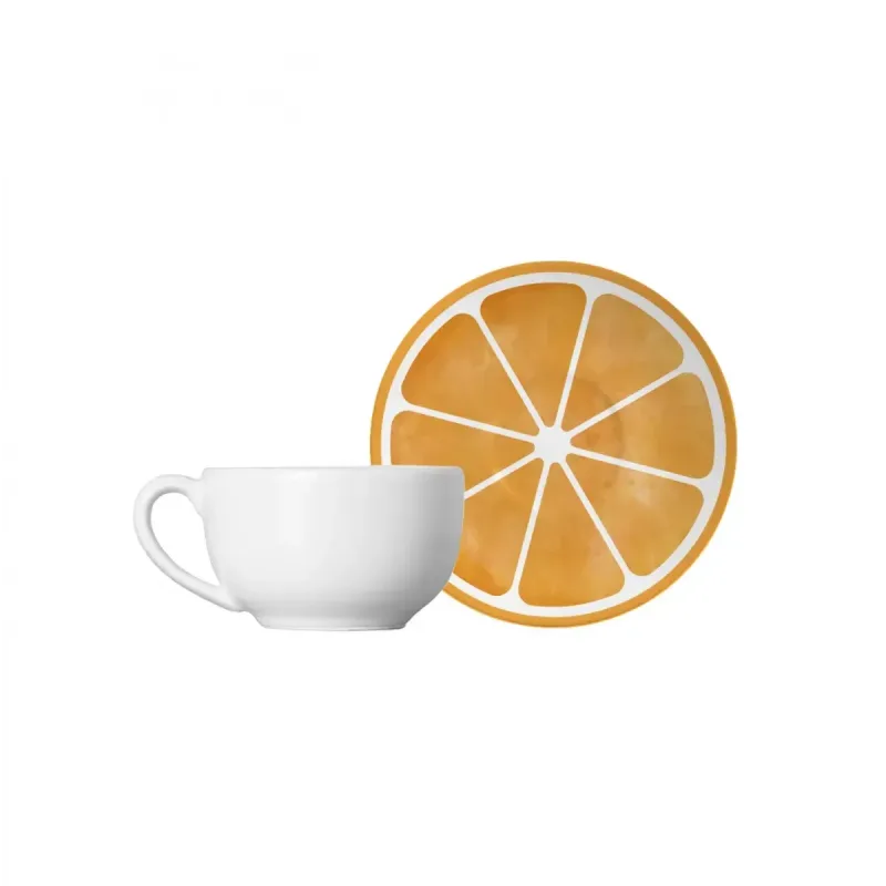 Xícara de Chá Alleanza Cerâmica Laranja 250ml - Alleanza - Utilidades E Casa