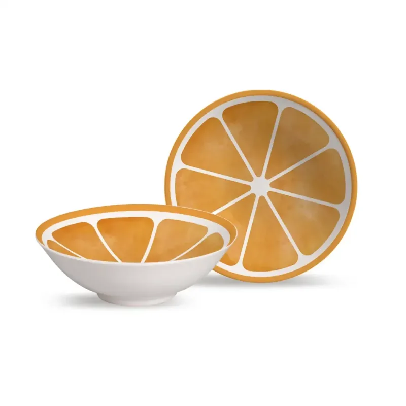 Bowl Alleanza Cerâmica Decorado Laranja 300ml - Alleanza - Utilidades E Casa