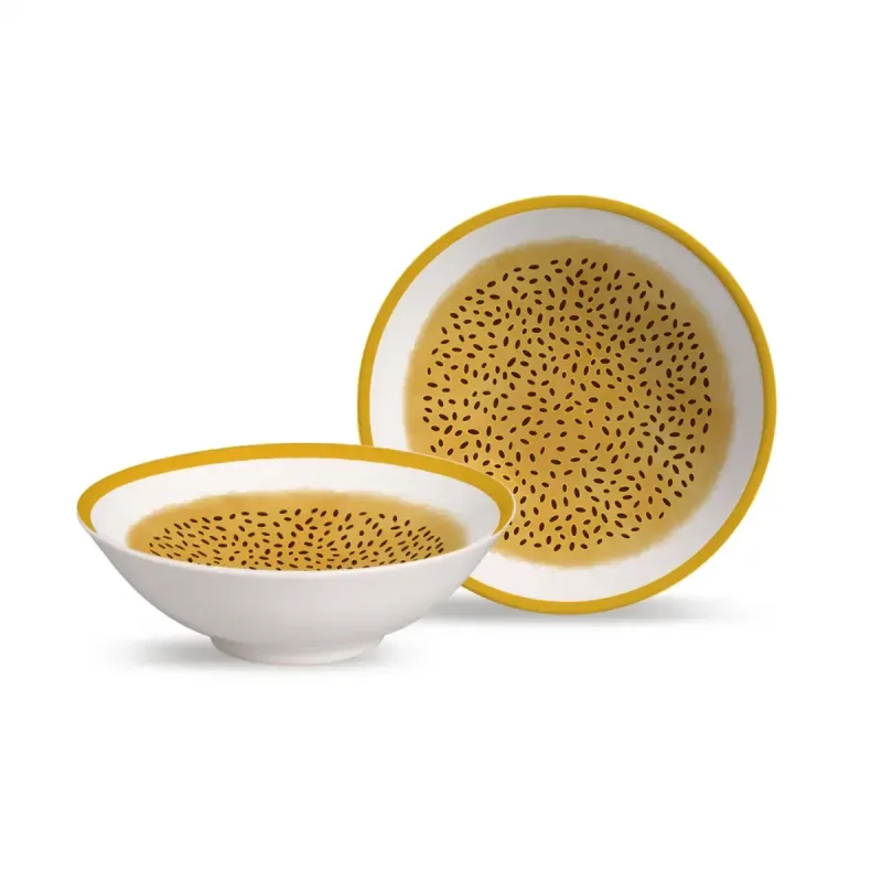 Bowl Alleanza Cerâmica Decorado Maracujá 300ml - Alleanza - Utilidades E Casa
