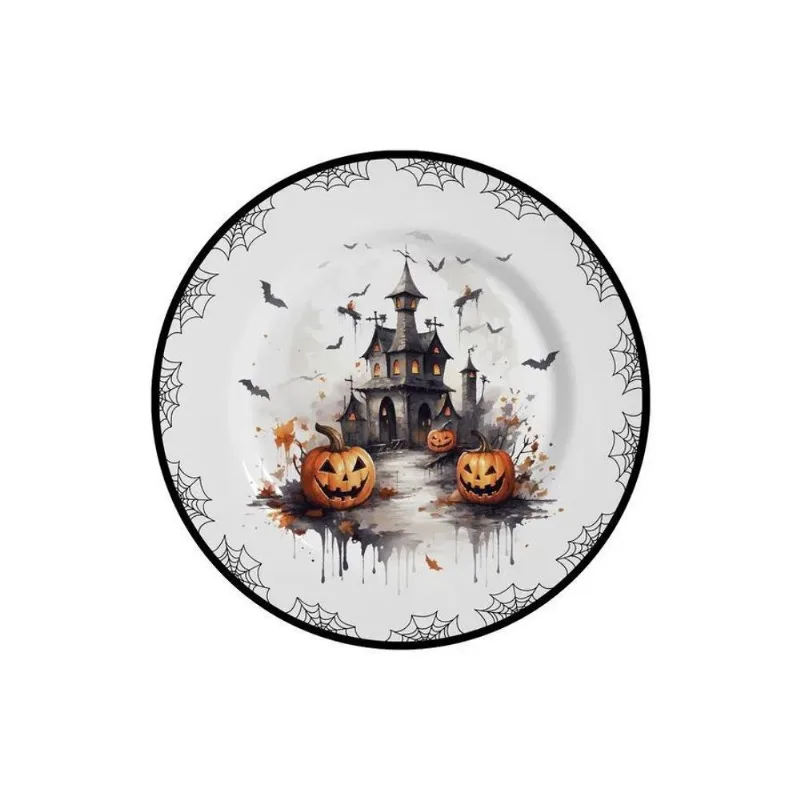 Prato Sobremesa Halloween Alleanza 6 Un. 21cm Premium