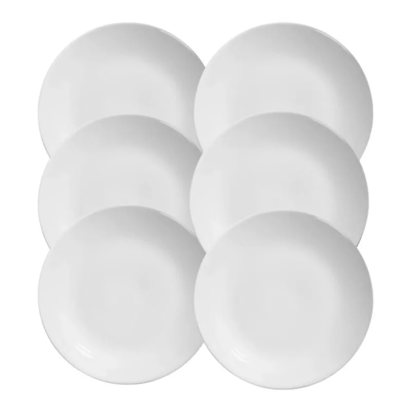 Jogo 6 Pratos Sobremesa Cerâmica Coup Branco Liso Alleanza 21cm - Alleanza