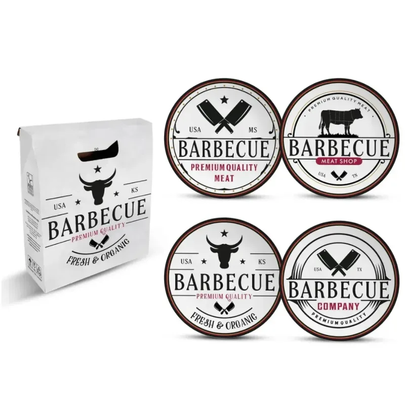 Kit Prato de Sobremesa Alleanza Cerâmica Barbecue com 4 Unidades - Alleanza