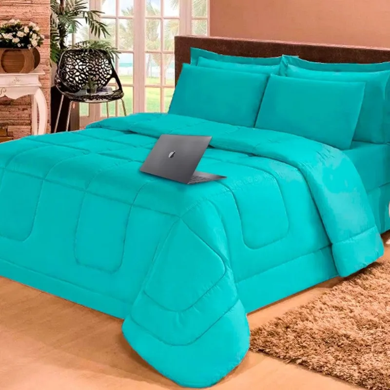 Kit 6 Pçs Aconchego Casa Dona Dupla Face Casal Queen com Lençol Tiffany