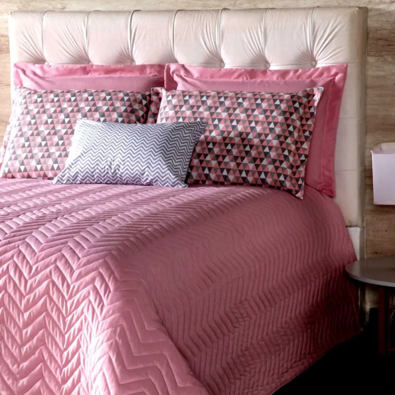 Colcha e Cobre Leito Deusa Casal Queen 7 Peças Rosê Flor Casa Dona - Não Disponível - Cama, Mesa E Banho
