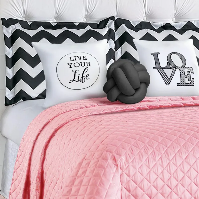 Kit Colcha Formosura Casal 8 Peças Rosé Suave Casa Dona