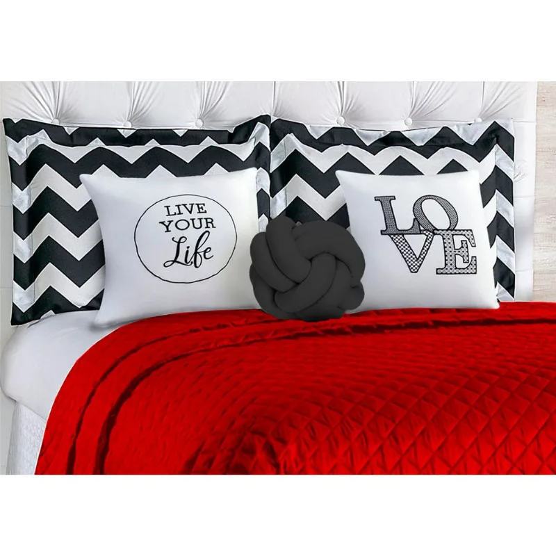 Colcha Good Vibes Queen 8 Peças Vermelho Casa Dona