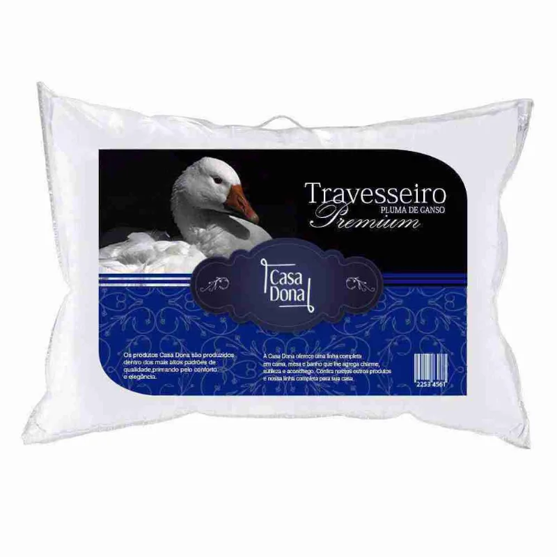 Travesseiro Plumas de Ganso Percal 200 Fios Antimofo 50 x 70cm Casa Dona