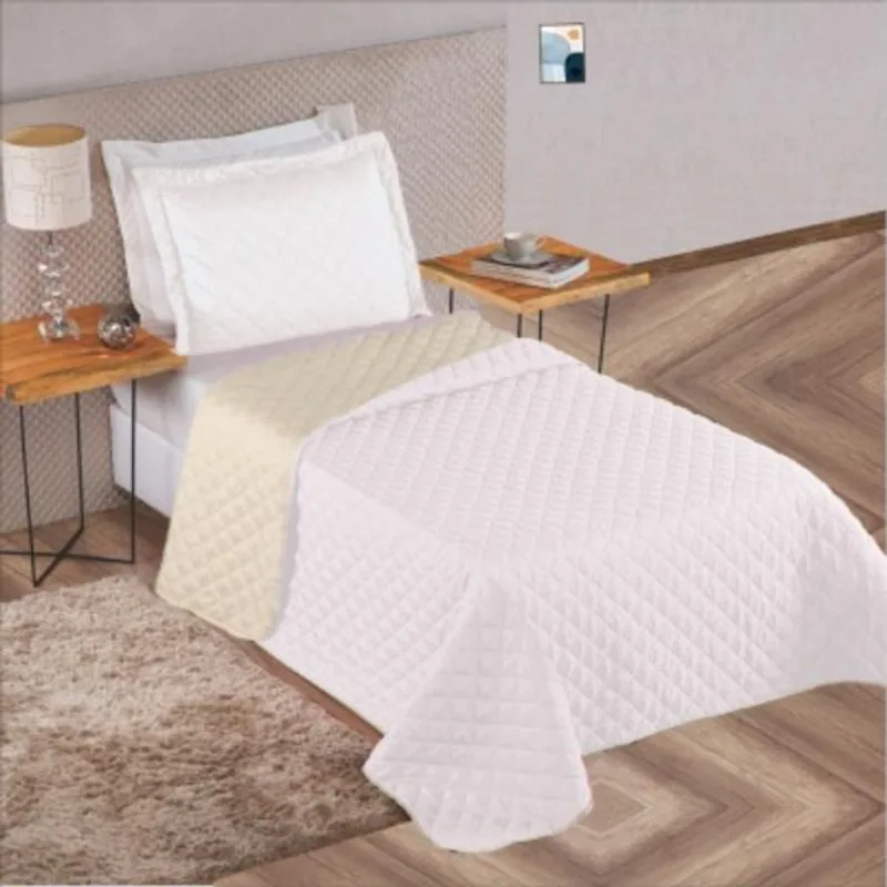 Cobre Leito Solteiro Dupla Face 2,2 x 1,6 Metros aconchego Porta Travesseiro Branco Casa Dona